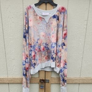 Selkie The Chateau Paper Huggable Sweatshirt Floral Soft Boho Flair Cozy Large